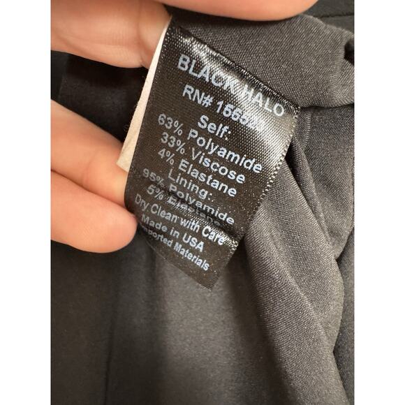 Black Halo 3/4 Sleeve Jackie in Black Stretch Gabardine Belted Sheath Dress 4 - Picture 15 of 15